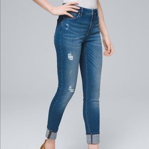 Mid-Rise Destructed Skinny Ankle Jeans